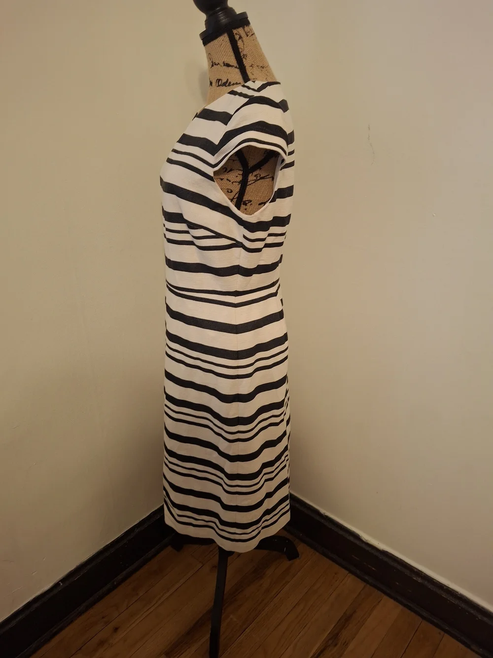 J. Crew Black and White Striped Midi Dress - Picture 2 of 5
